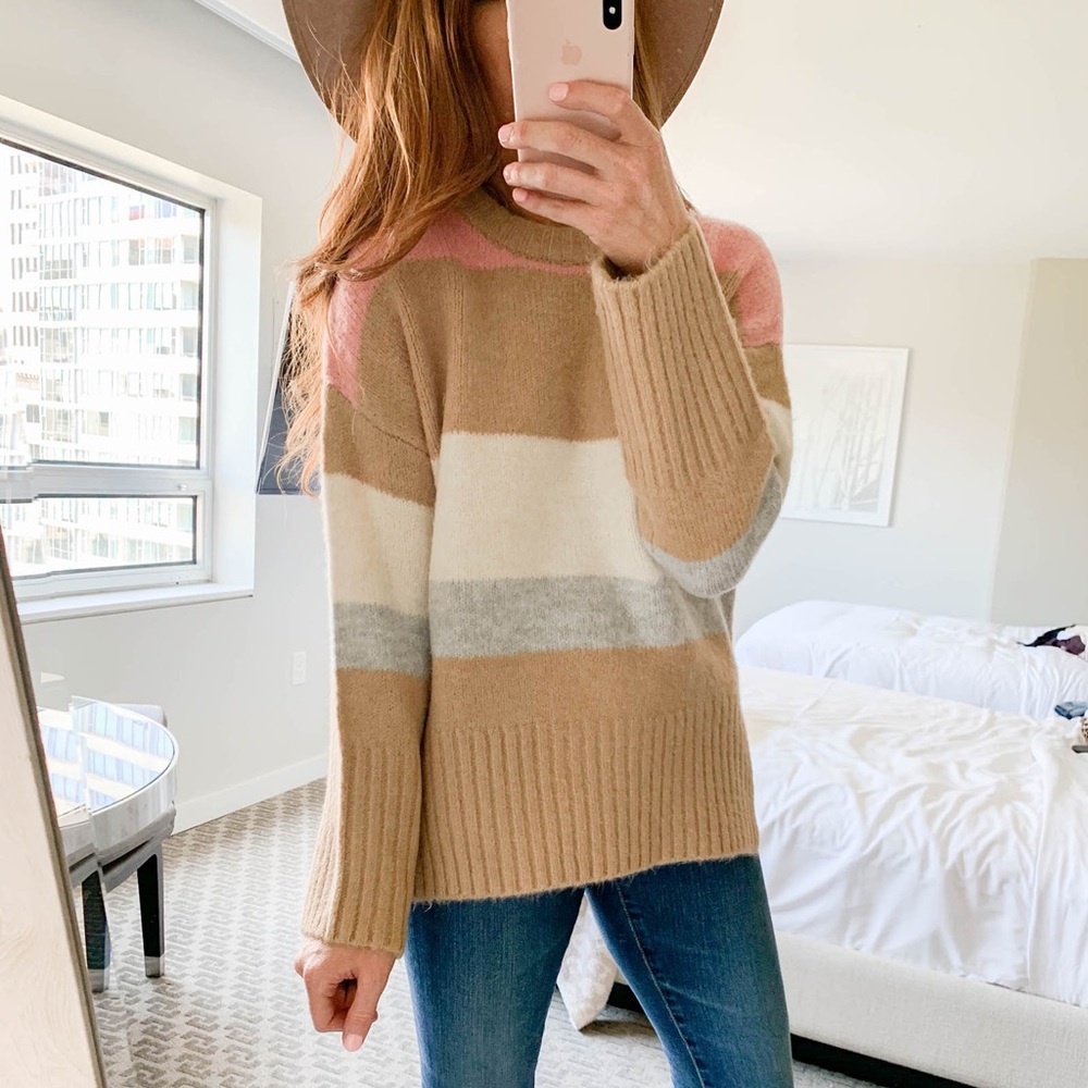Topshop Supersoft Stripe Crewneck Sweater